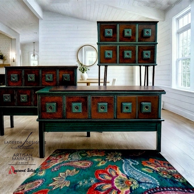 🌿✨ One-of-a-Kind Apothecary Table & Bench Set ✨🌿