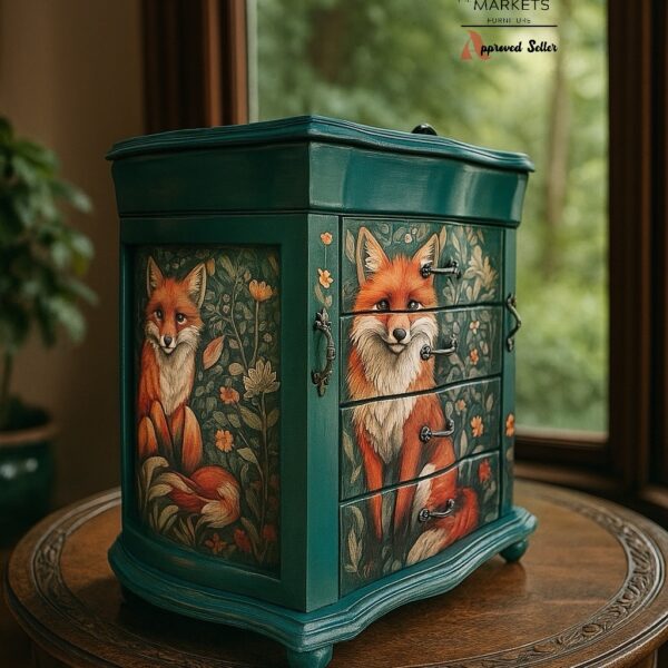 SOLD- Gorgeous Hand-Painted Fox Jewelry Box – One of a Kind! 🦊✨