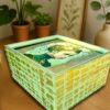 Whimsical Botanical Musical Jewelry Box – Handcrafted Spring Green & Gold Gilded - Image 3