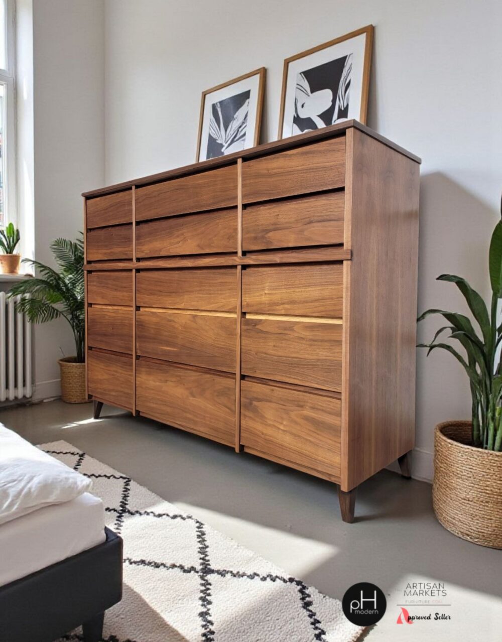 Refinished Vintage MCM Large Dresser Credenza