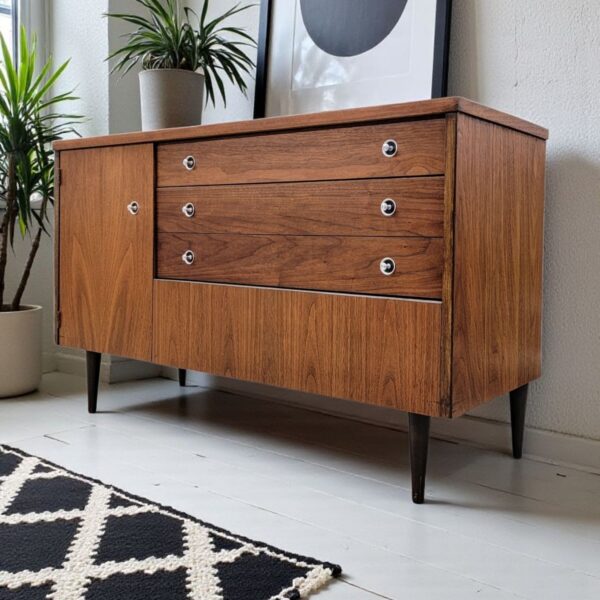 Refinished Vintage MCM Sideboard Buffet