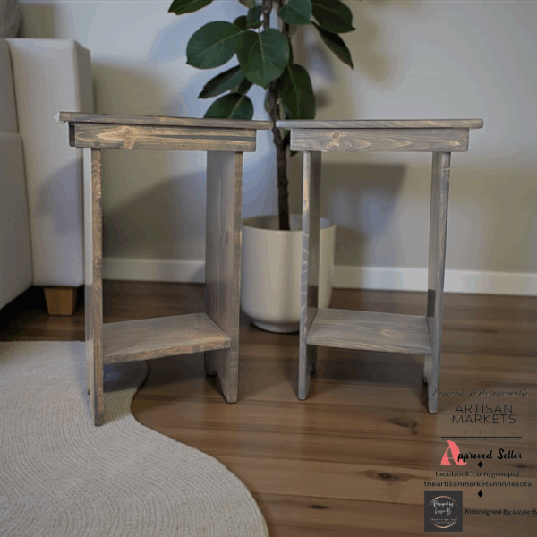 Handcrafted Rustic Nightstand / Side Table Set
