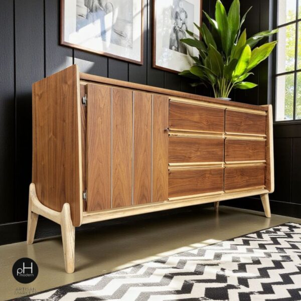Refinished Vintage Mid Century Modern Dresser Credenza