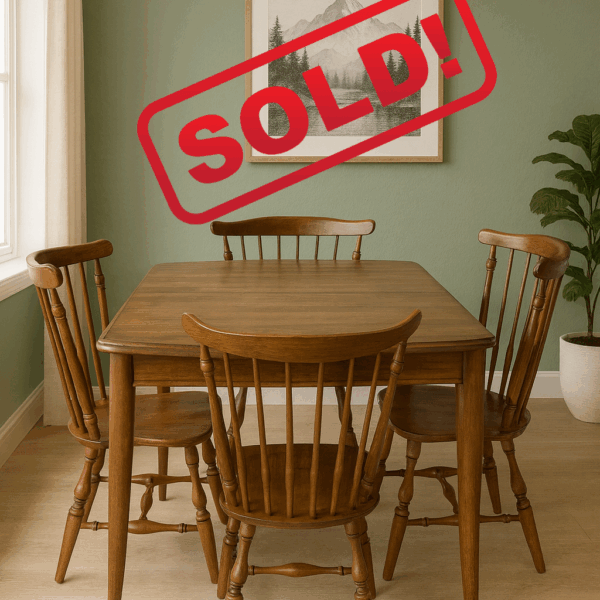 SOLD — Walnut Dining Table + Four Ethan Allen Maple Chairs