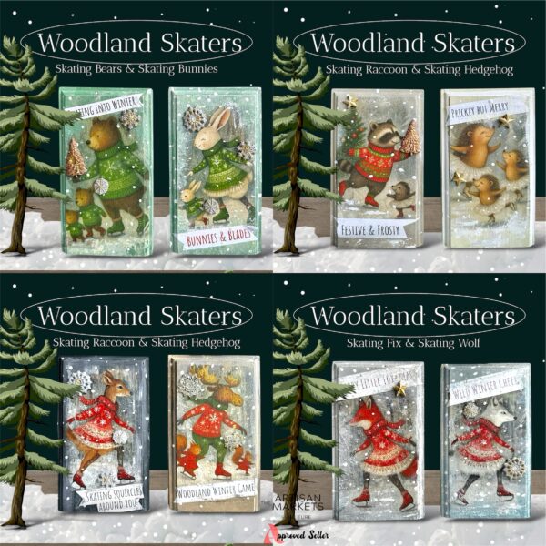 Woodland Skaters Mini Art Blocks/Shelf Sitters