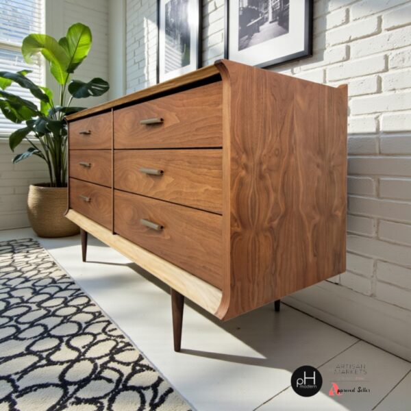 Refinished Vintage Modern Dresser Credenza