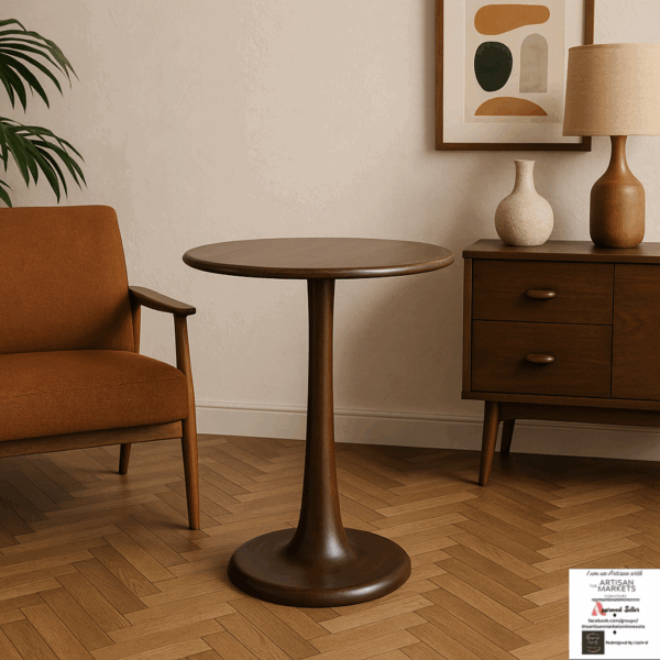 Vintage Solid Mahogany Pedestal Table – Refinished Like New