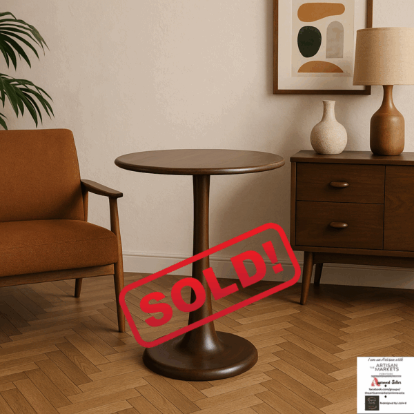 Vintage Solid Mahogany Pedestal Table – Refinished Like New