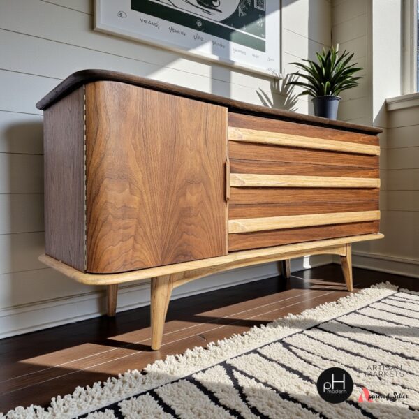 Refinished Vintage Mid Century Modern Dresser Credenza