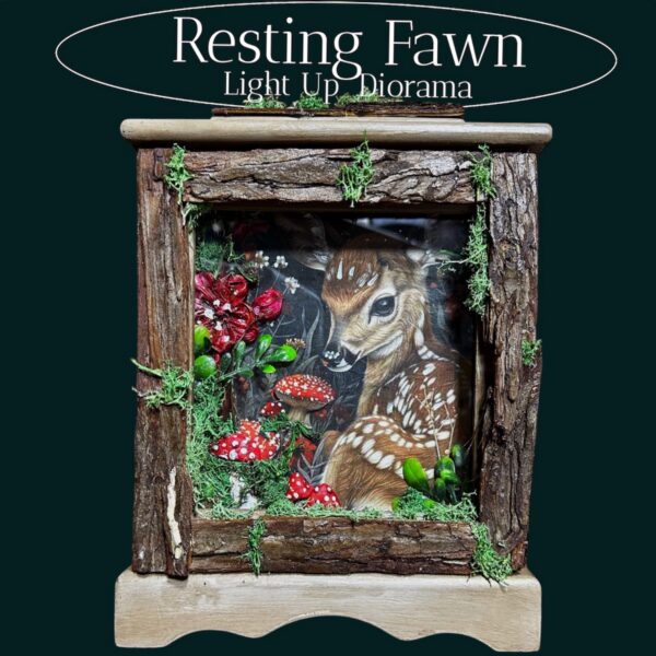 Resting Fawn Light-Up Woodland Scene