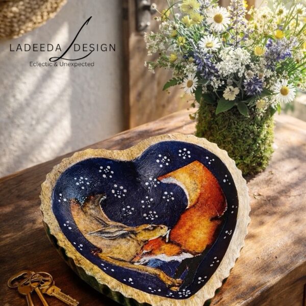 Hand Crafted Heart Shape Wood Bowl