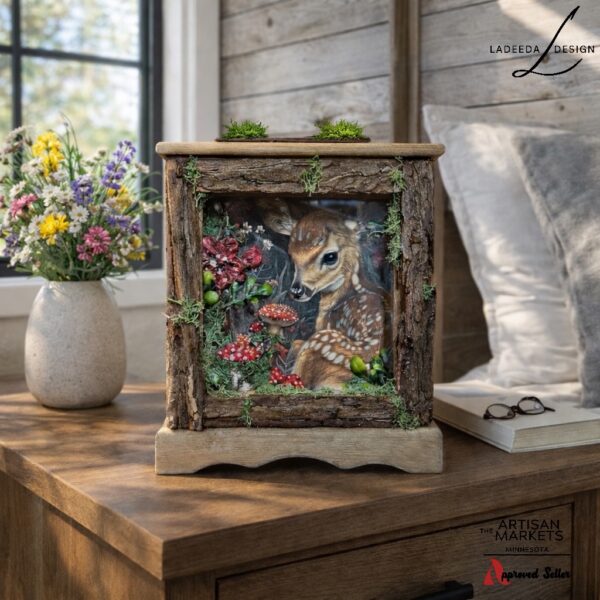 Resting Fawn Light-Up Woodland Scene