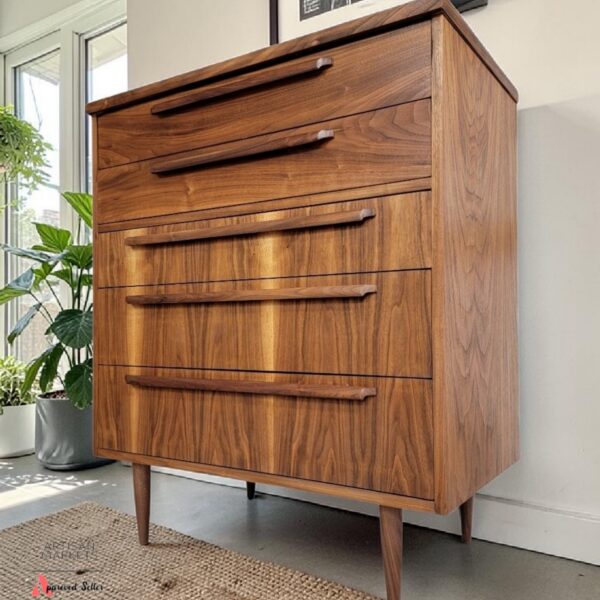 Refinished Vintage Mid-Century Modern Tall Dresser